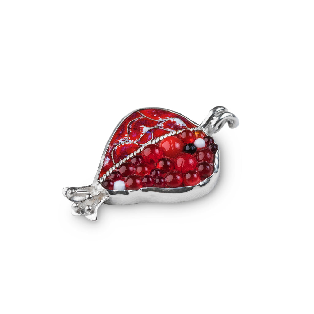 Pomegranate Enamel Pendant in Sterling Silver from KIMILI